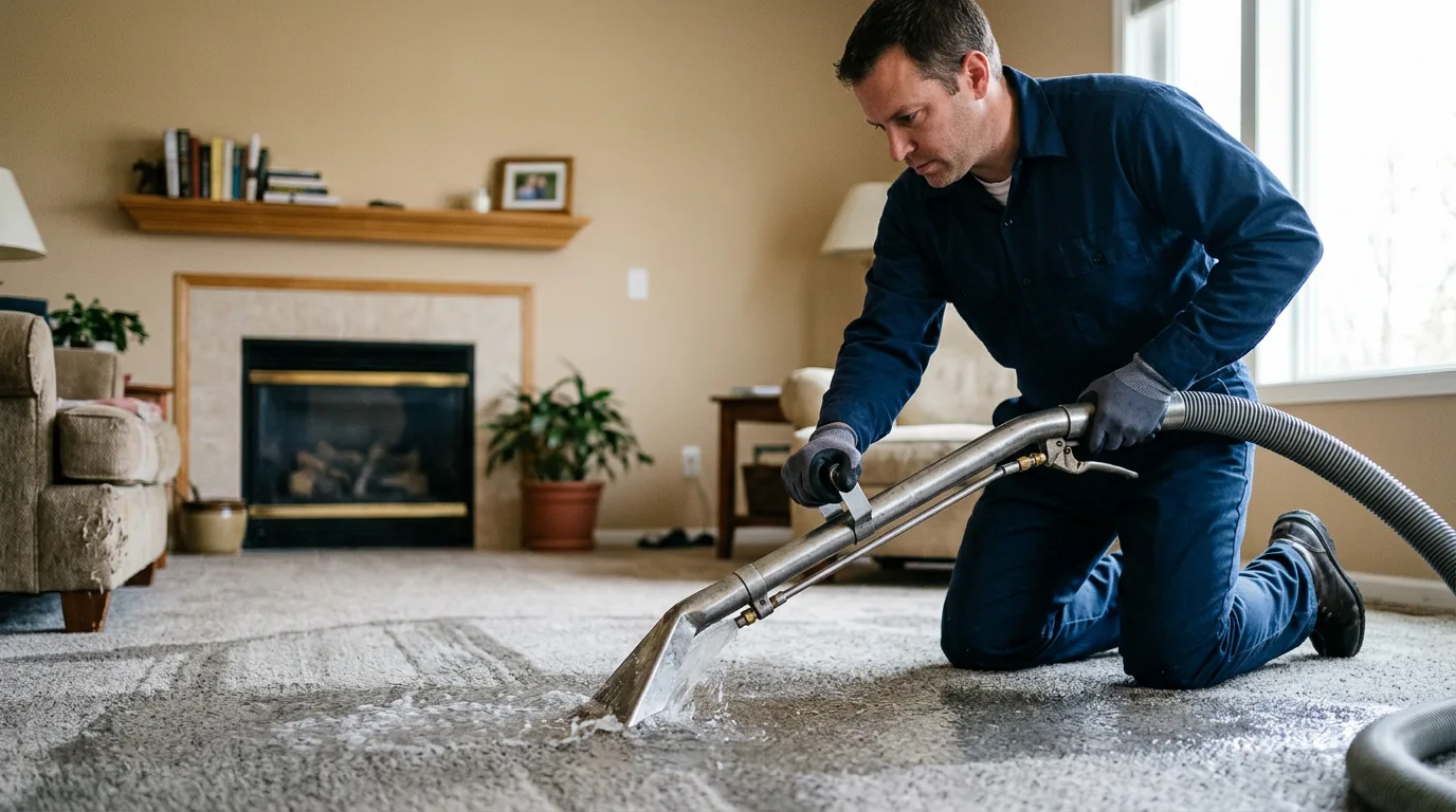 Water damage restoration technician working near Eagleville, MO